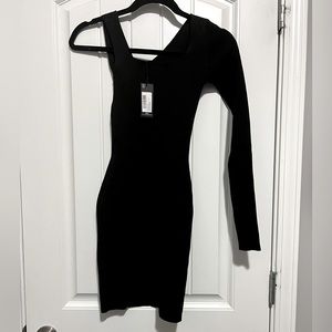 NWT Pretty little thing one shoulder black mini dress